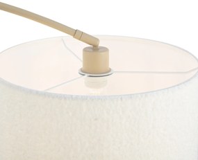 Модерна дъгова лампа бежова с плюшен абажур - Vinossa