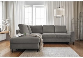 Сив разтегателен ъглов диван от рипсено кадифе (ляв ъгъл) Lofty Lilly – Miuform