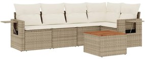 3224553 vidaXL Градински диван с възглавници, 6 части, бежов полиратан
