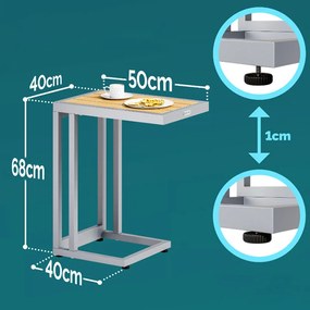 Странична масичка с WPC плоскост - 65,5 x 50 x 40 cm Сив