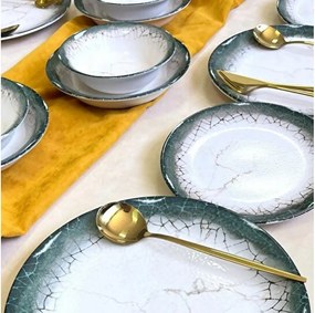 Сервиз за хранене, 24 части, бял/антрацит/керамика