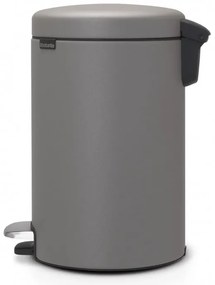 Кош за боклук с педал Brabantia NewIcon 1001090, 12 л, Плавно затваряне, Противоплъзгаща основа, Минерално покритие, Сив
