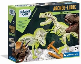 Динозавър Clementoni Archéo Ludic - T-Rex &amp; Triceratops Phosphorescent