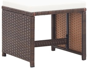 316806 vidaXL Градински табуретки с възглавници, 4 бр, кафяви, полиратан