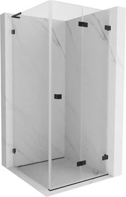 Mexen Lunar-F L Прав сгъваем душ кабина 90 x 90 см, прозрачна, черна - 836L-090-090-70-00-P