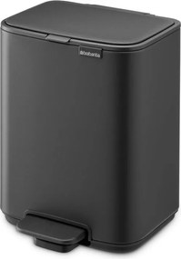 Кош за боклук Brabantia Bo Pedal 1010131, 4 л, Леко затваряне, Противоплъзгаща основа, Минерално покритие, Тъмносив