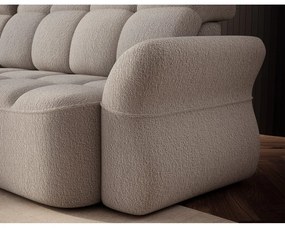 Бежов сгъваем/с място за съхранение ъглов диван от прежда с примки от букле (ляв ъгъл) Beneth – ELTAP