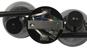 Таванно осветление в стил Арт Деко черно с димно стъкло 4-светлинно - Vidro