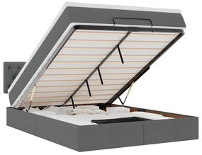 3312389 vidaXL Османска легло с матрак и LED, тъмносиво, 140x190 см, плат