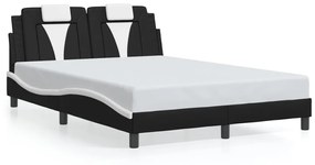 3208101 vidaXL Рамка за легло Viana без матрак, черно-бяла, 140x200 см, изкуствена кожа