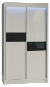 Шкаф с плъзгащи врати i ADRIANA, 120x216x61, бяло/черно стъкло