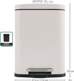 Стоманено кошче за боклук с педал в матово бял цвят 5 l Akira – Spirella