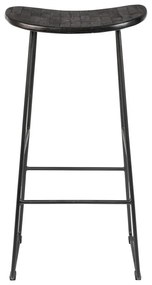 Черен бар стол от масивно тиково дърво (височина на седалката 76 cm) Tangle – White Label