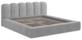 Сиво двойно тапицирано легло с място за съхранение и включена подматрачна рамка 160x200 cm Mano – Makamii