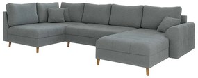 Сив ъглов диван от плат букле (десен ъгъл/"U" форма) Ariella – Ropez