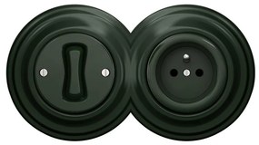 Kliklap - Ретро еднополюсен ключ № 1 и розетка 230 V с зелена рамка