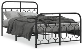 377133 vidaXL Метална рамка за легло с горна и долна табла, черна, 120x200 см
