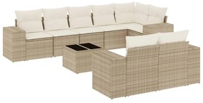 3255165 vidaXL Градински комплект диван с възглавници 9 части бежов полиратан