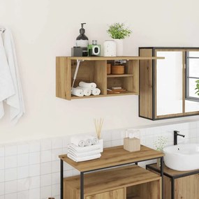 860066 vidaXL Стенен шкаф за баня, дъб артизан, 60x25x30 см, инженерно дърво