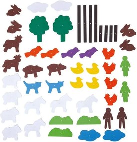 Bigjigs - Игра с коркова дъска и чукче - Ферма