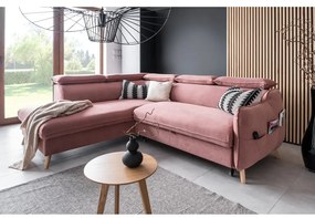 Ъглов диван от светлорозово кадифе (ляв ъгъл) Sweet Harmony - Miuform