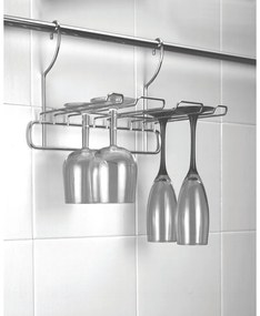 Висящ държач за чаши от хромирана стомана в сребристо Lonardo – Metaltex