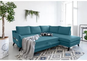 Тюркоазен ъглов разтегателен диван десен ъгъл Charming Charlie - Miuform