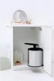 Кош за боклук за вграждане Brabantia Built-In 647044, 15 л, Широк отвор, Пластмасова вътрешна кофа, Инокс