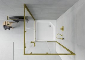 Mexen Rio квадратна душ кабина 90 x 90 см, прозрачна, златна + душ подложка,