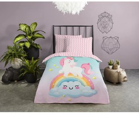 Розово-тюркоазено единично памучно детско спално бельо 140x200 cm Sweety – Good Morning