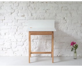 Бяло бюро с основа от ясенова дървесина, дължина 65 cm Luka - Ragaba