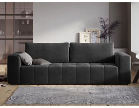 Тъмно сив кадифен разтегателен диван Luca - Milo Casa