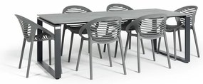 Градински комплект за хранене за 6 души със сив стол Joanna и маса Strong, 210 x 100 cm Strong &amp; Joanna - Bonami Selection