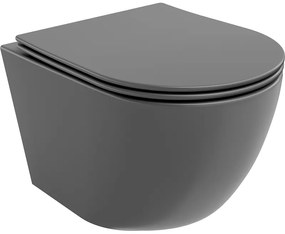 Мексен Лена мивка WC Rimless с капак с активност, дурупласт, тъмен сив мат - 30224071