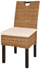 243639 vidaXL Трапезни столове, 2 броя, кубу ратан, мангова дървесина