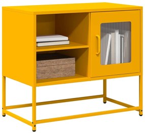 853389 vidaXL ТВ шкаф, горчица жълто, 68x39x60,5 см, стомана