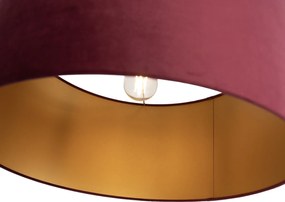 Подова лампа черна регулируема с червен абажур и златист интериор 50 см - Editor