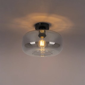 Таванна лампа в стил Арт Деко черна с димно стъкло - Bizle