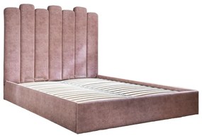 Розово тапицирано двойно легло с място за съхранение и решетка140x200 cm Dreamy Aurora - Miuform