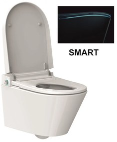 Конзолна тоалетна чиния ICC  5938 SMART, седалка и капак, порцелан, бял гланц, 59.3x43.3x38см