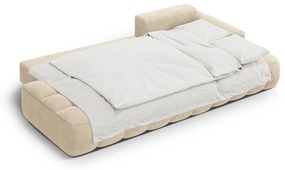 Бежов кадифен сгъваем/с място за съхранение ъглов диван (десен ъгъл) Linz – Cosmopolitan Design