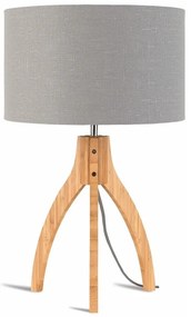Настолна лампа със светлосив абажур и бамбукова структура Annapurna - Good&amp;Mojo
