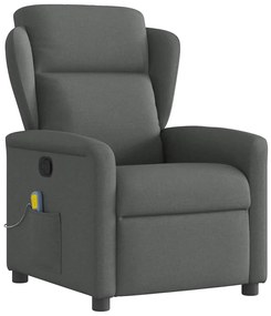 4015587 vidaXL Масажен фотьойл с регулируема облегалка, тъмносив, плат