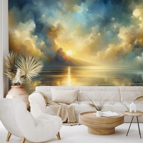 Самозалепващ тапет – Златно слънце над синята вода