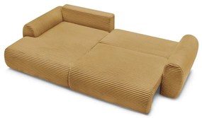 Разтегателен ъглов диван от рипсено кадифе в цвят горчица (ляв ъгъл) Lucien – Bobochic Paris