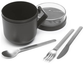 Чаша за супа с капак Brabantia Make&Take 1006293, 600+180 мл, Винтов капак, Без BPA, Тъмносив
