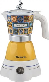 Електрическа кафеварка Ariete Moka Vintage Positano 1358/1P, 400W, 4 чаши, Безжична употреба, Въртяща се на 360 градуса основа, Бял/Жълт