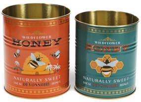 Декоративни кутии за съхранение в комплект от 2 бр. от калай ø 11x13 cm Honey – Rex London