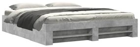 3295446 vidaXL Рамка за легло, бетонно сиво, 200x200 см, инженерно дърво