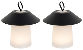 Комплект от 2 настолни лампи гъба черна с акумулаторна LED - Ivan